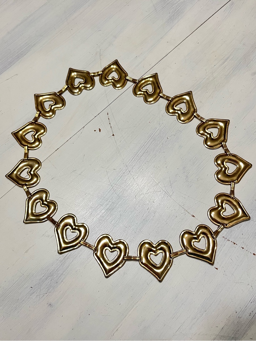 Gold Tone Metal Hearts Link Waist Belt 80’s/90’s Vintage